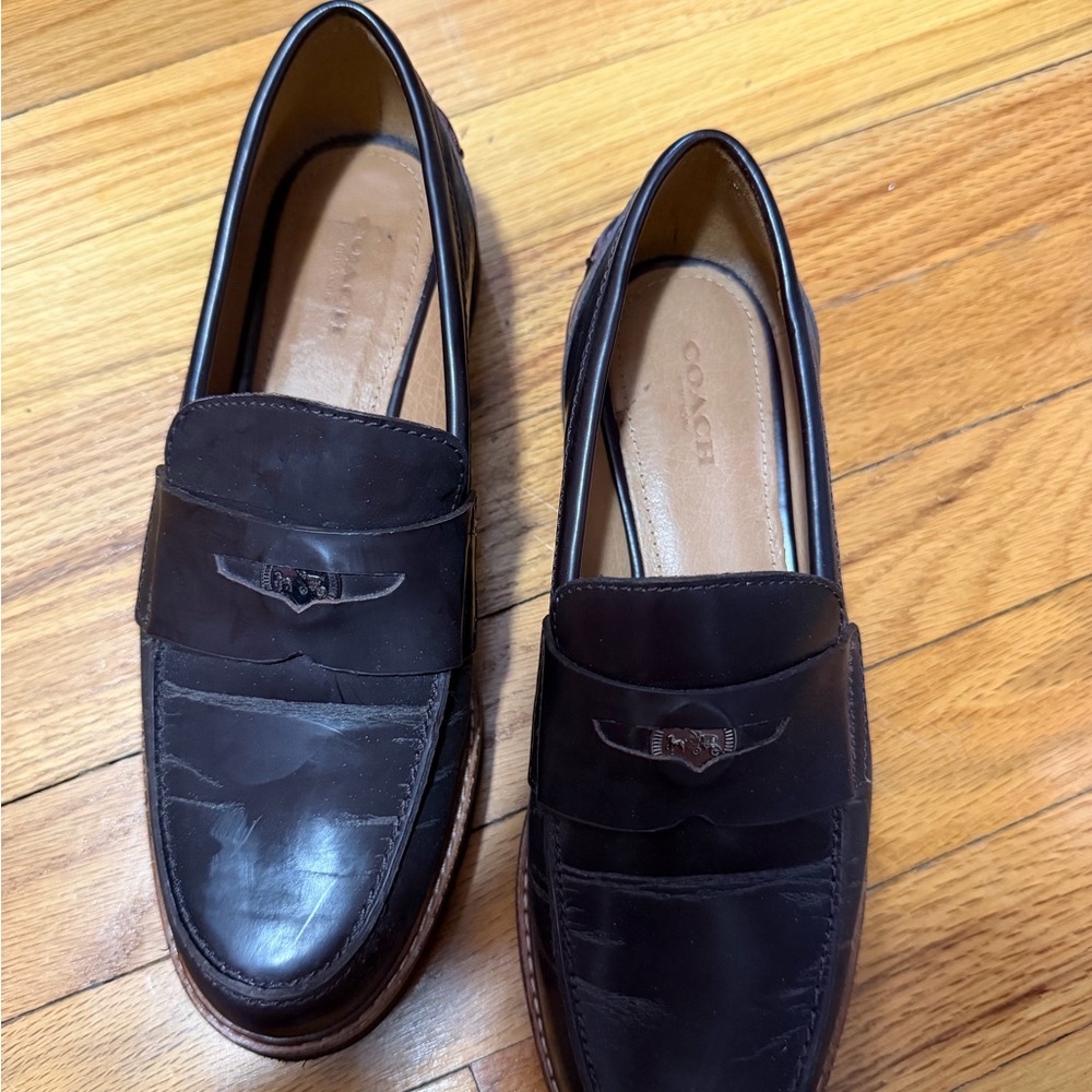 Coach Dark Brown Leather Penny Loafers